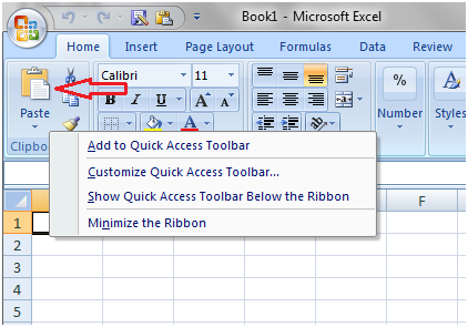 Excel 2中的快速访问工具栏