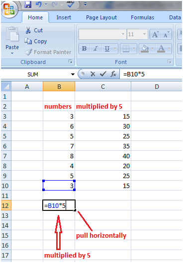 公式2中的Excel填充句柄