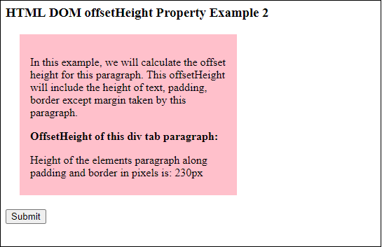 JavaScript offsetHeight