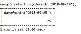 MySQL DAYOFMONTH()函数