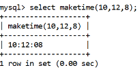 MySQL日期时间maketime()函数