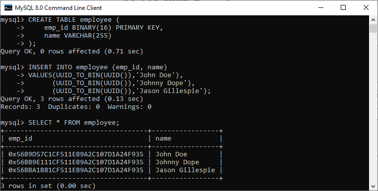 MySQL UUID