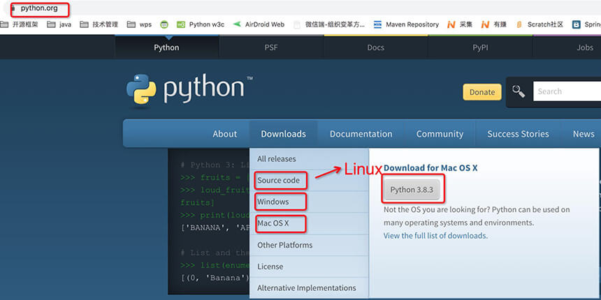 Python官网不同系统的最新安装包