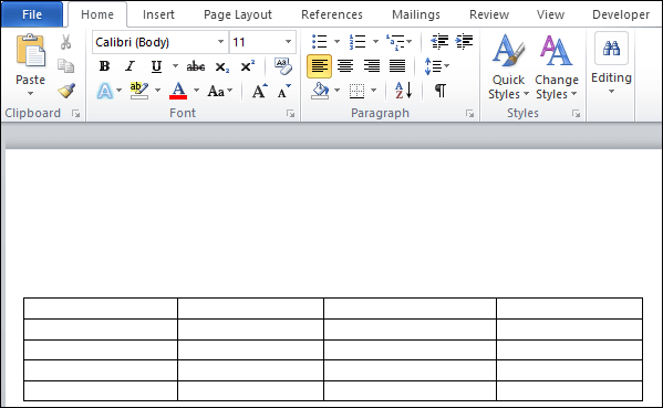如何在表中添加行和列Microsoft Word文档