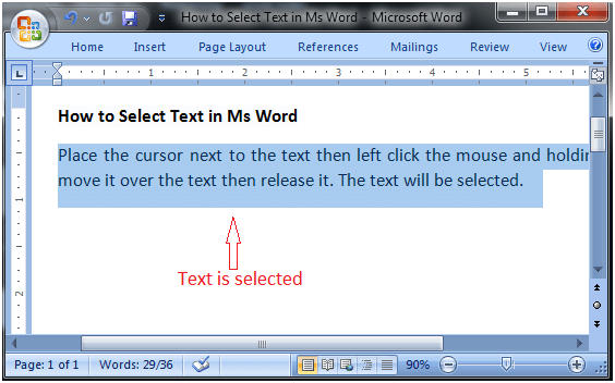 MS Word如何在ms word 1中选择文本