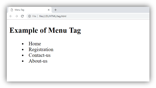  HTML菜单标签
