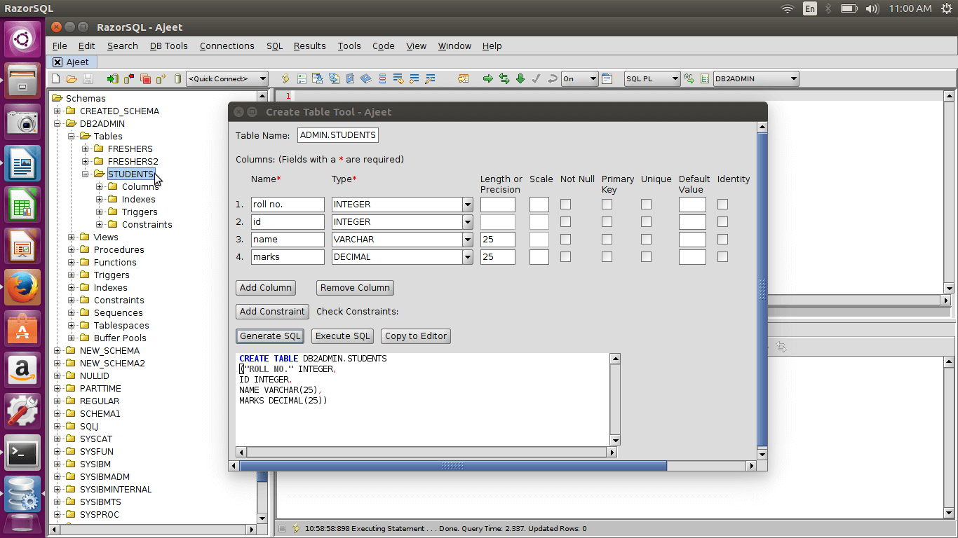 DB2 createtable5