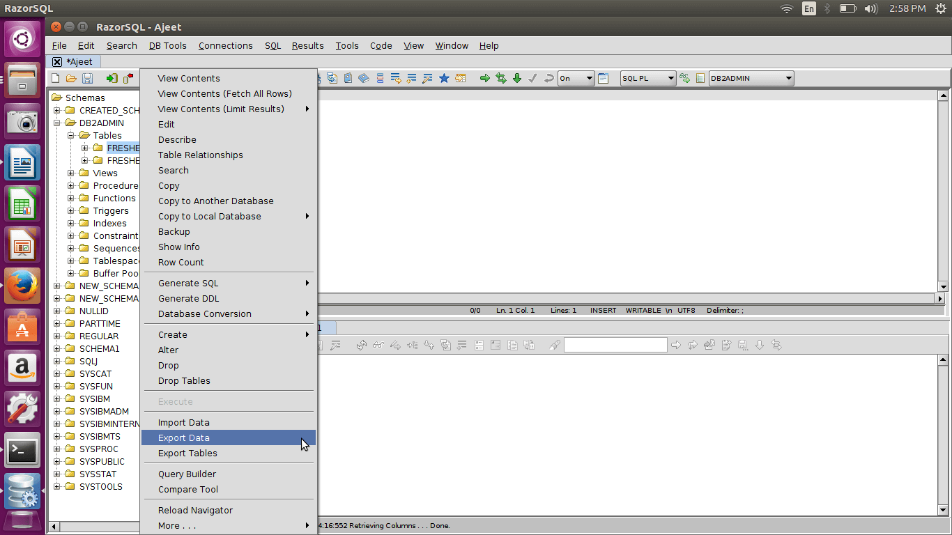 DB2 export