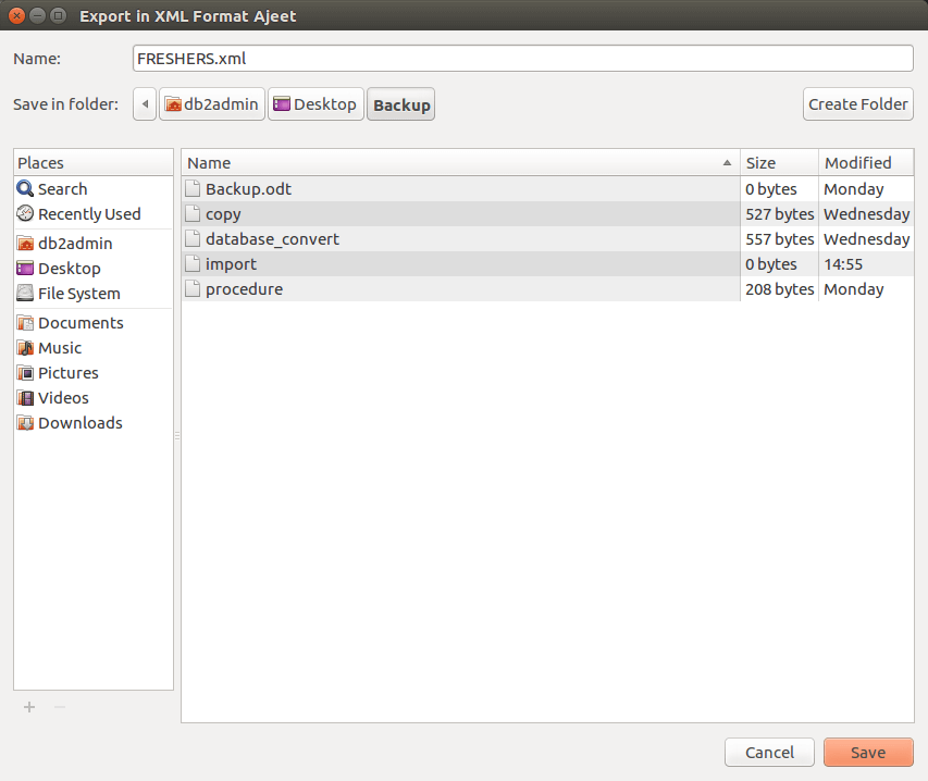 DB2 export