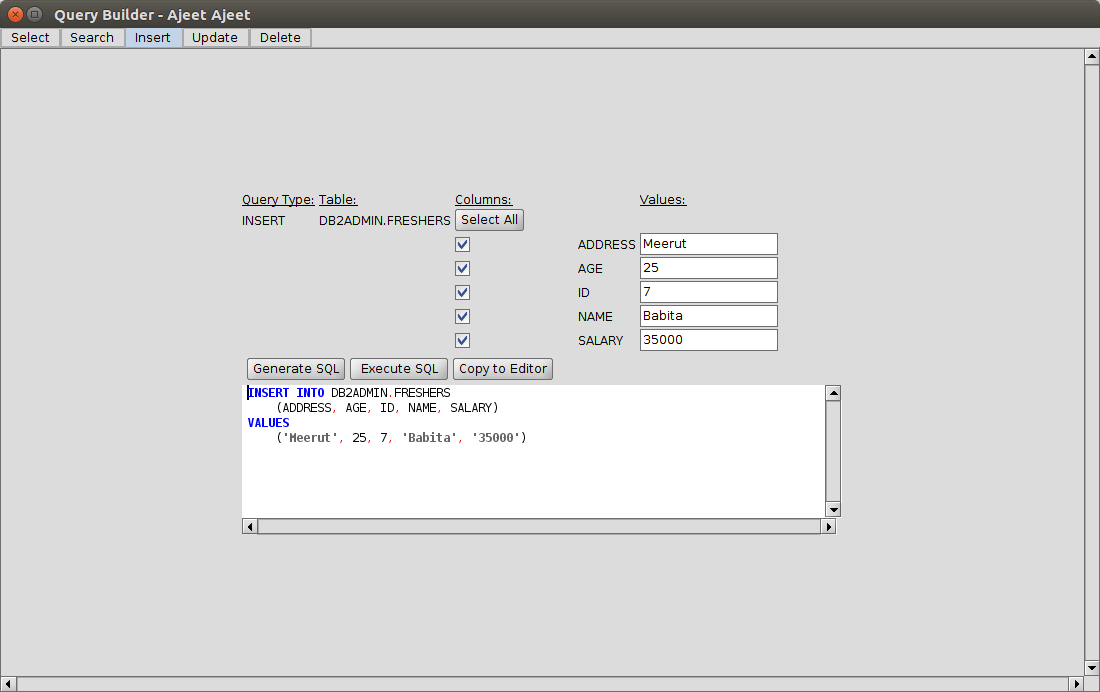 DB2 querybuilder8