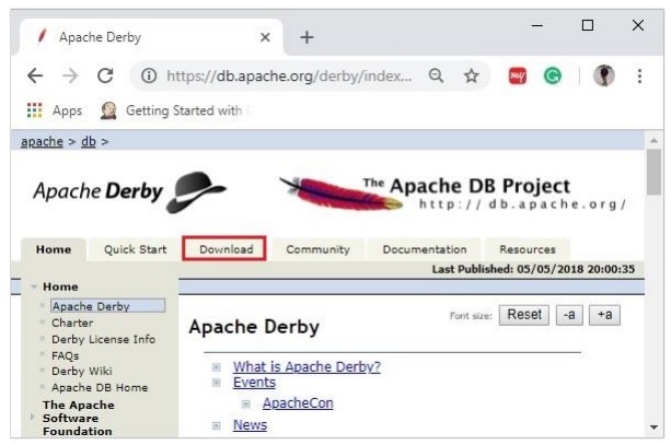 Apache Derby 的主页