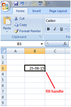 在Excel中使用日期填充句柄