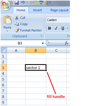 在Excel中使用文本和数字填充句柄