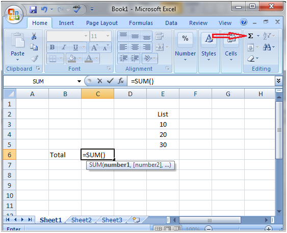 如何在Excel中使用sigma按钮进行加法