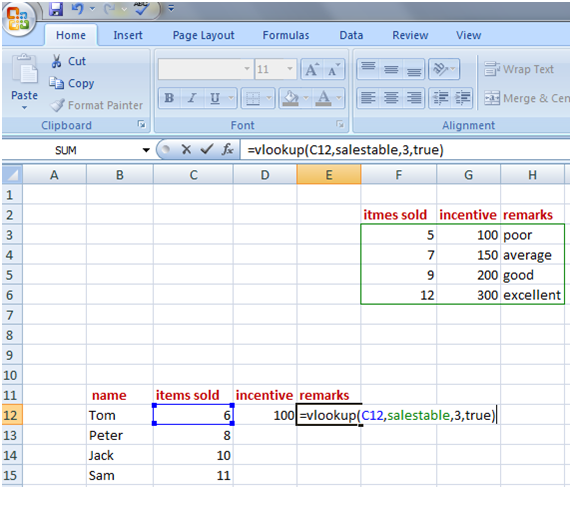 vlookup in Excel 7