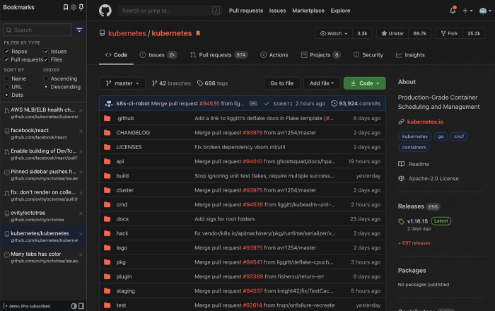 Octotree 树状图 Github软件截图
