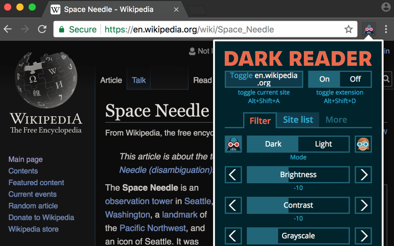Dark Reader 护眼模式软件截图
