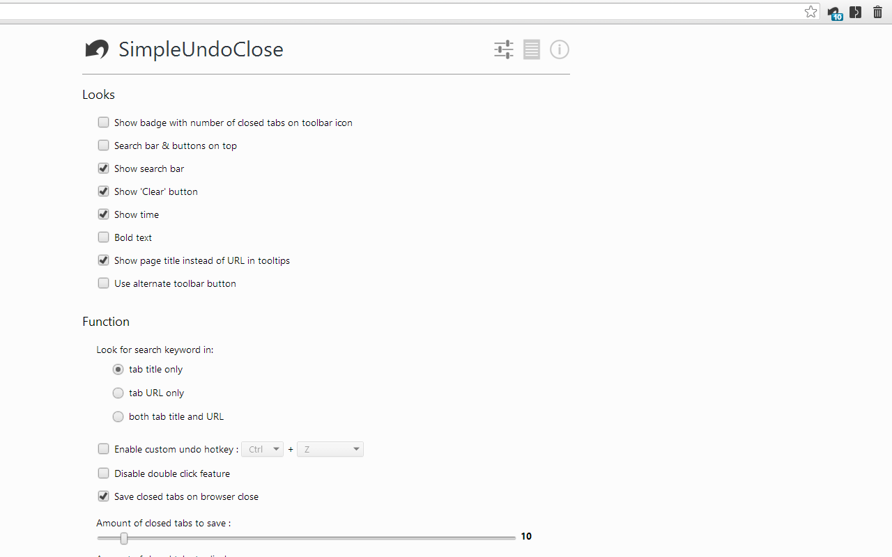 SimpleUndoClose软件截图