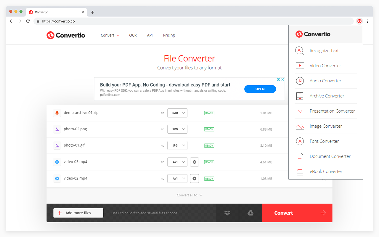 Convertio 超级文件格式转换器软件截图