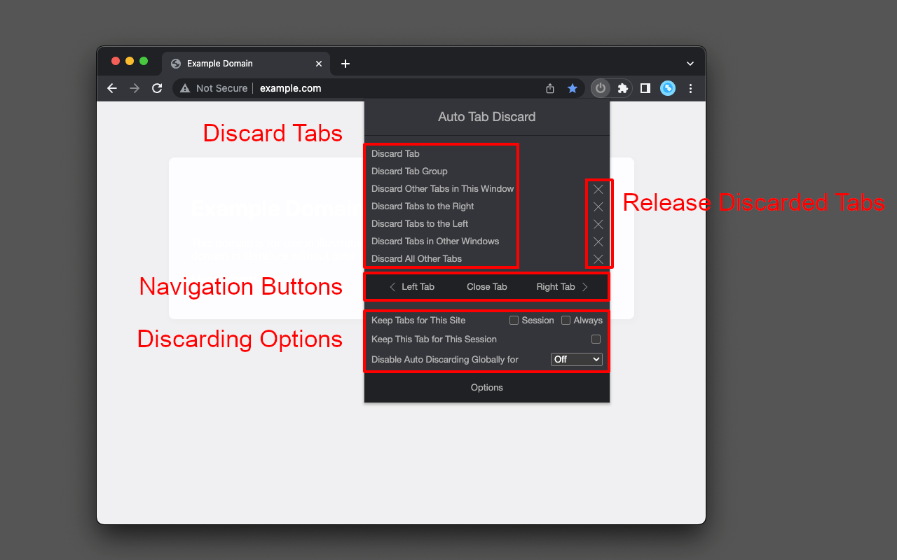 Auto Tab Discard 标签页自动休眠软件截图