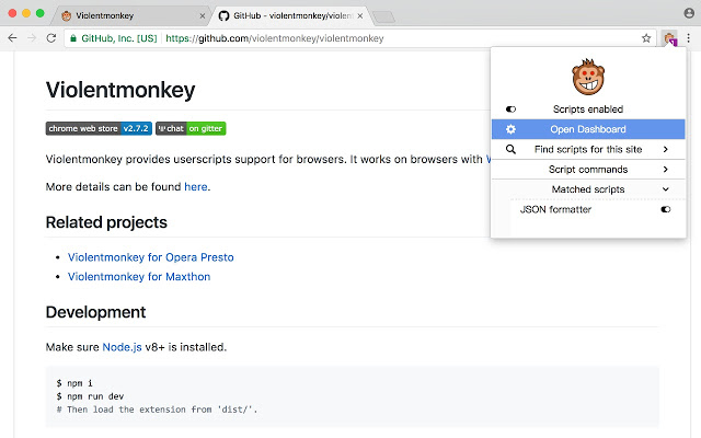 ViolentMonkey 暴力猴软件截图