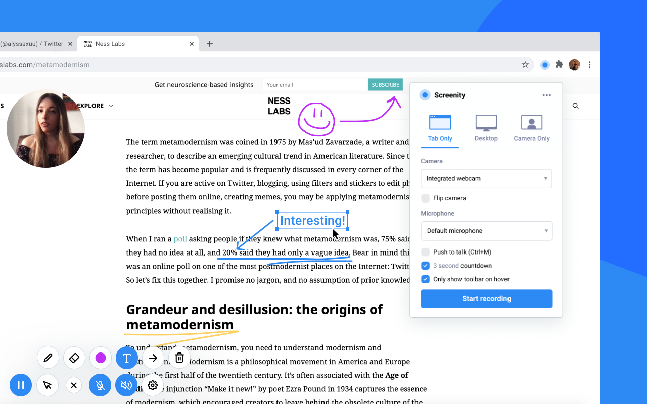 Screenity-屏幕录像和标注工具软件截图