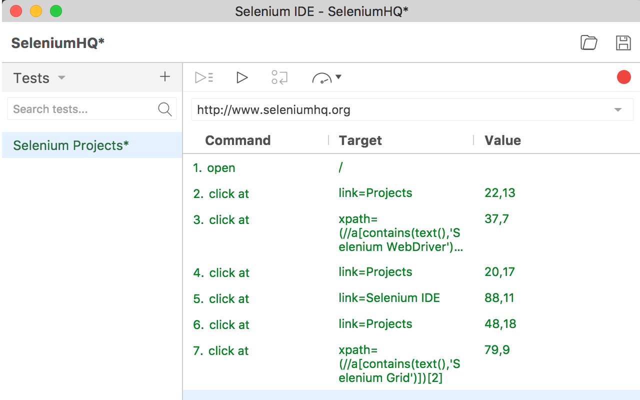 Selenium IDE软件截图