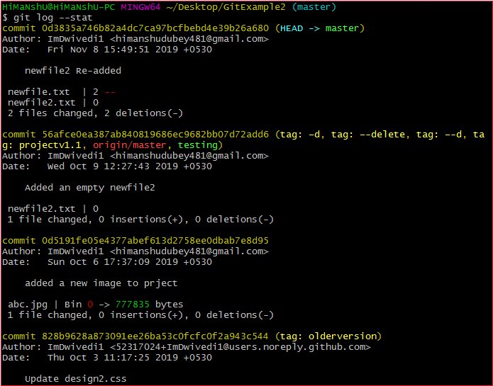 Git log 2