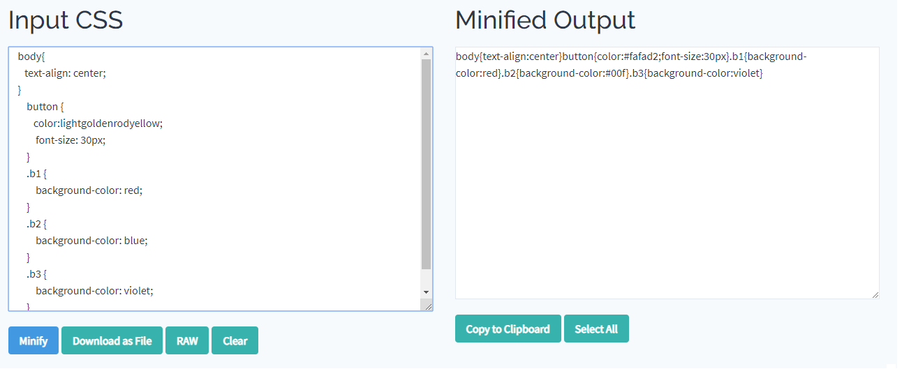  CSS minify