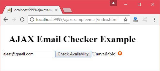Java AJAX电子邮件查找器示例2