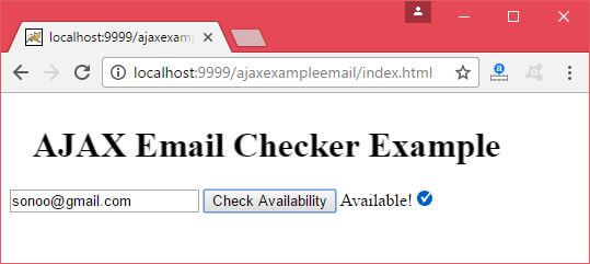 Java AJAX电子邮件查找器示例3