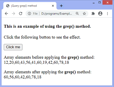 jQuery grep()method