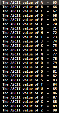 ASCII值打印