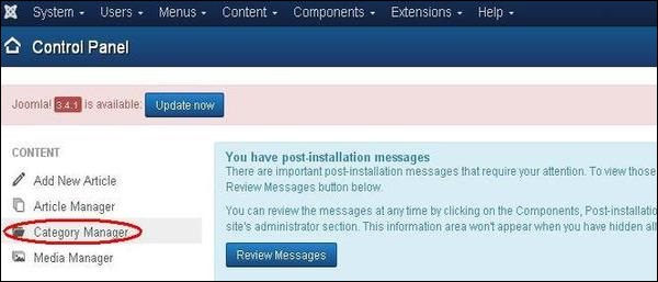 joomla 分类管理