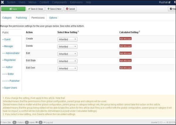 joomla 分类管理