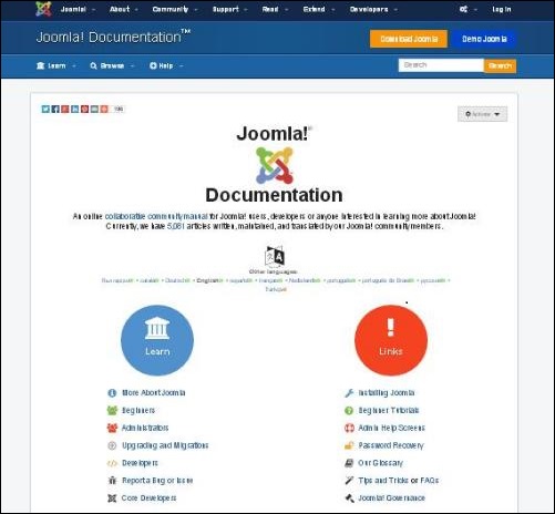 joomla 帮助菜单