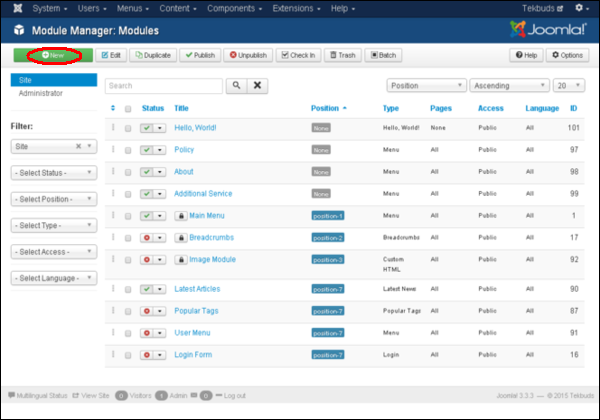 Joomla 最新消息模块