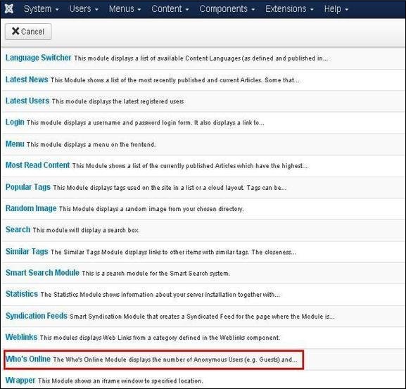 Joomla Who's Online Module