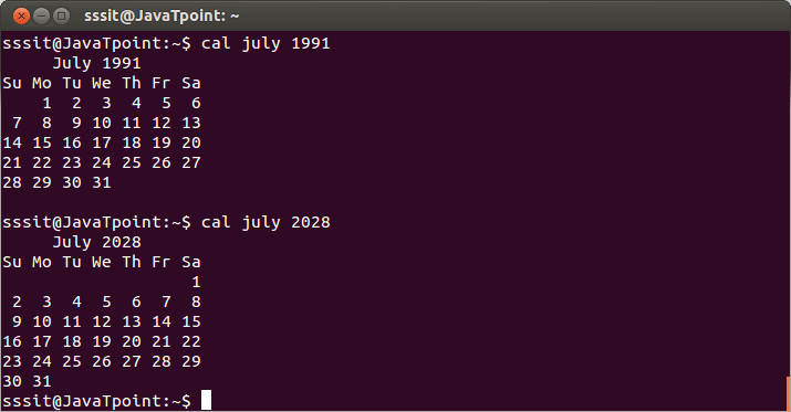 Linux cal2