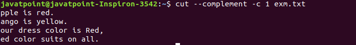 Linux Cut Filter