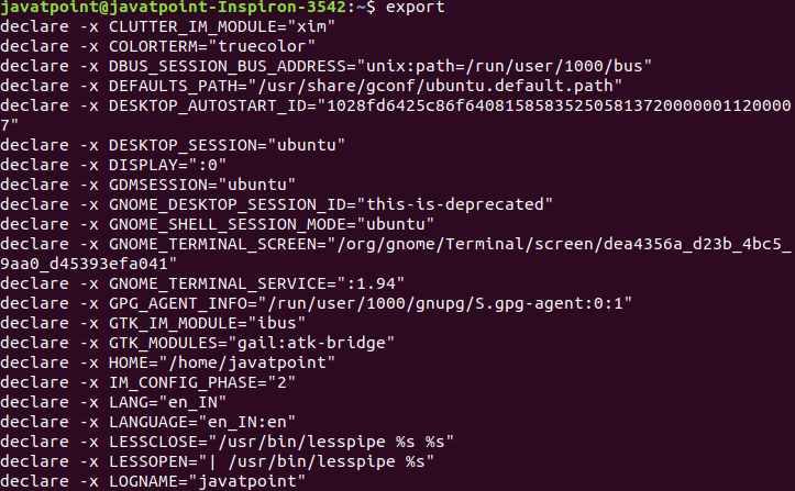 Linux export Command