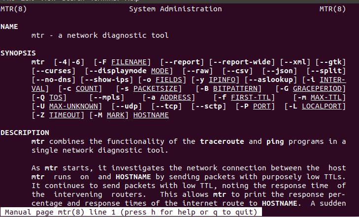 Linux mtr Command