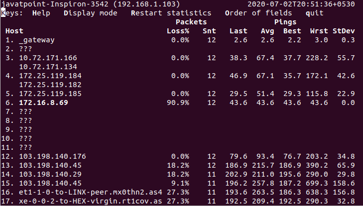 Linux mtr Command