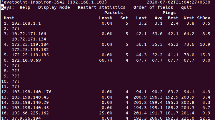 Linux mtr Command