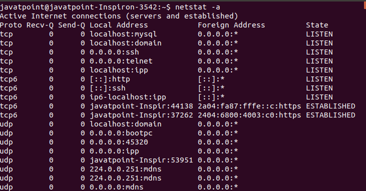 Linux netstat