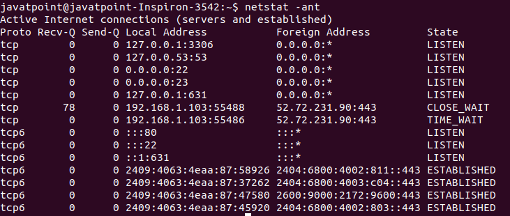 Linux netstat