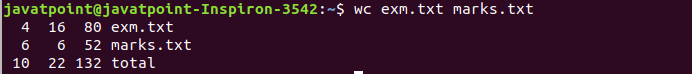 Linux wc Filters