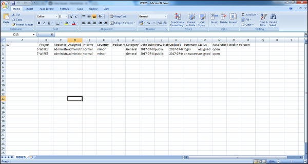 示例 Excel 文件