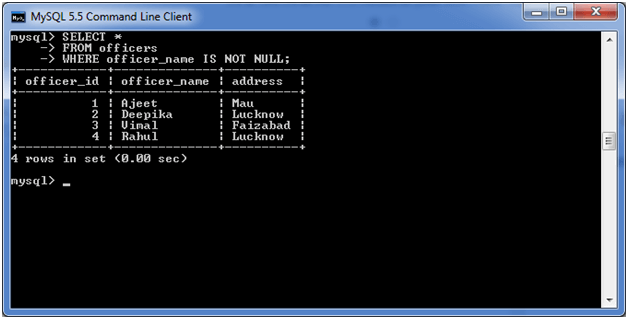 MySQL IS NOT NULL条件2