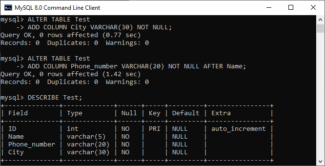 MySQL Add/Delete Column